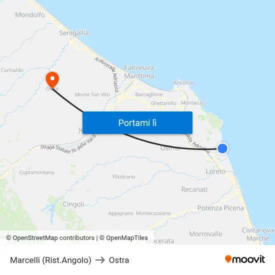 Marcelli (Rist.Angolo) to Ostra map