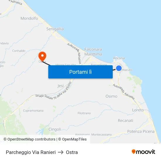 Parcheggio Via Ranieri to Ostra map