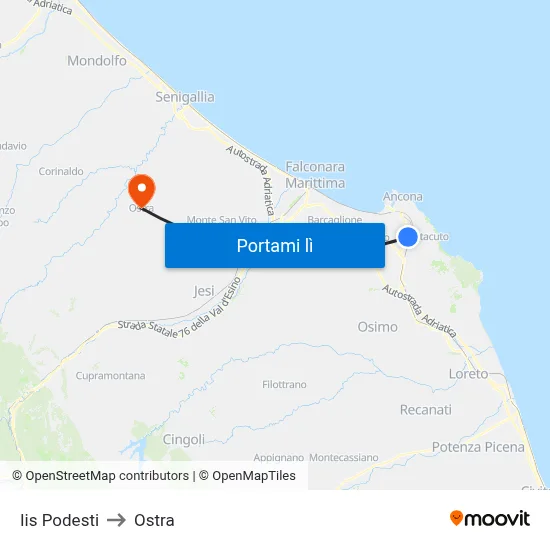 Iis Podesti to Ostra map