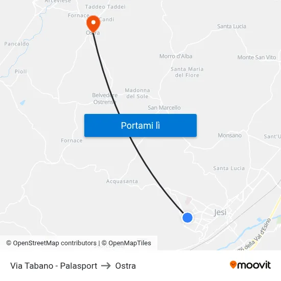 Via Tabano - Palasport to Ostra map