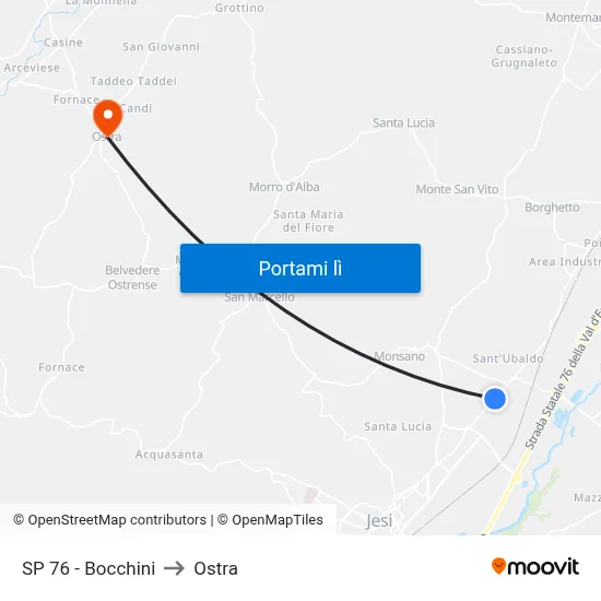 SP 76 - Bocchini to Ostra map