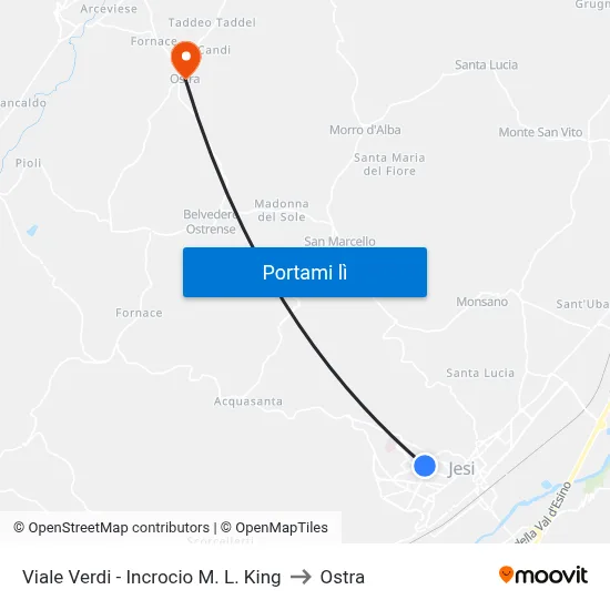 Viale Verdi - Incrocio M. L. King to Ostra map