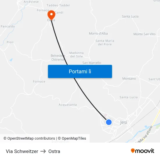 Via Schweitzer to Ostra map