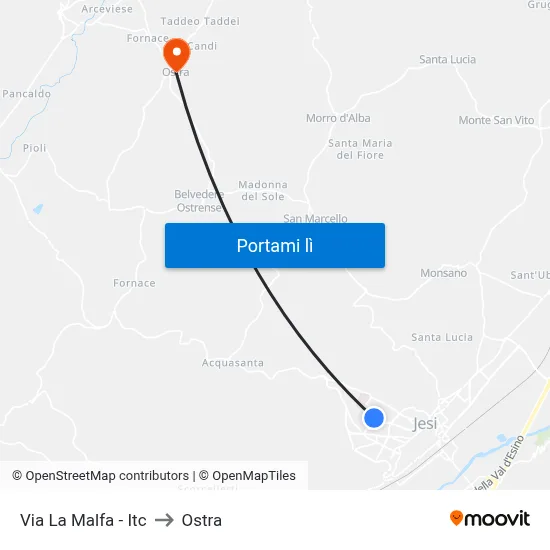 Via La Malfa - Itc to Ostra map