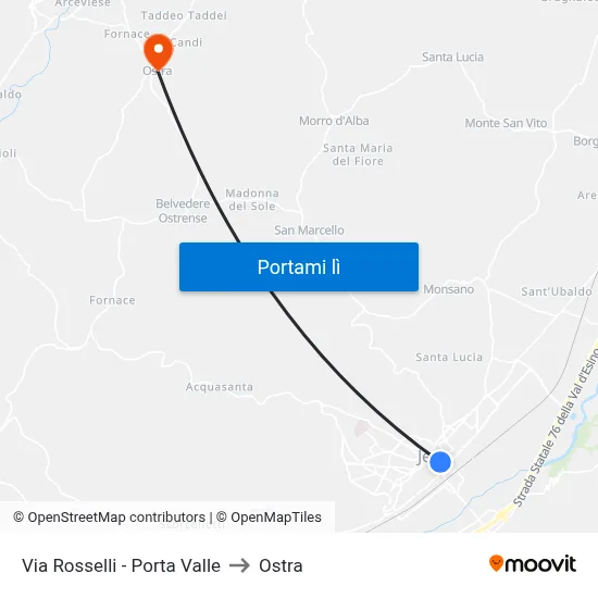 Via Rosselli - Porta Valle to Ostra map