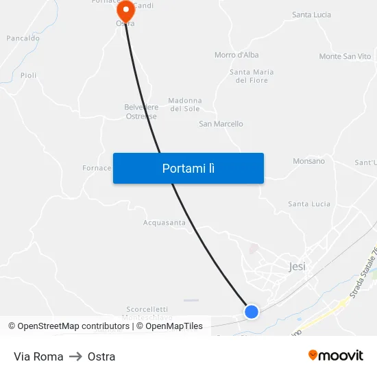 Via Roma to Ostra map