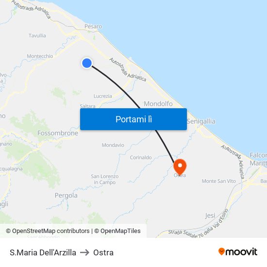 S.Maria Dell'Arzilla to Ostra map