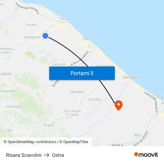 Risara Scavolini to Ostra map