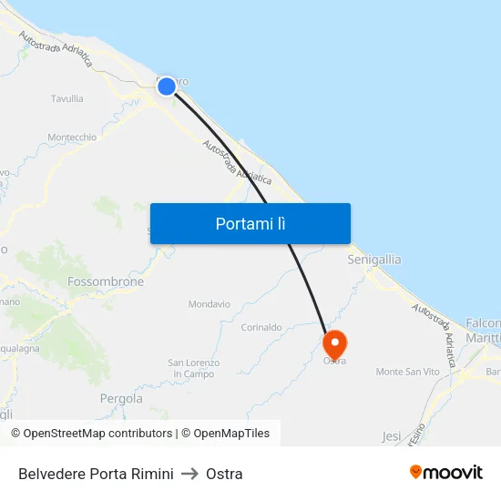 Belvedere Porta Rimini to Ostra map