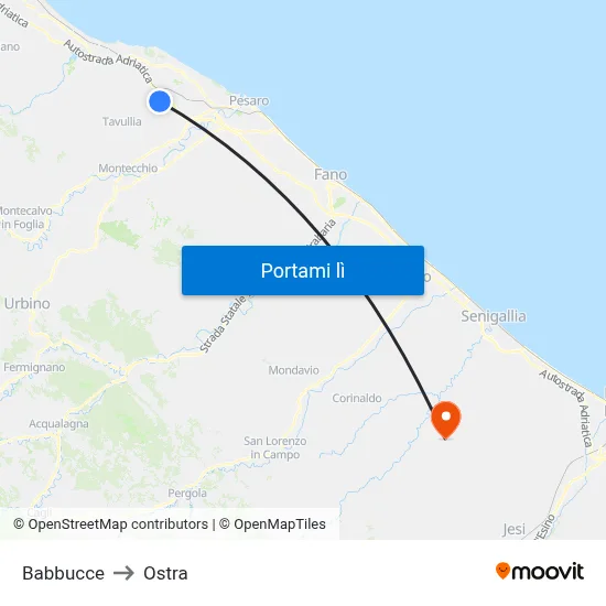 Babbucce to Ostra map