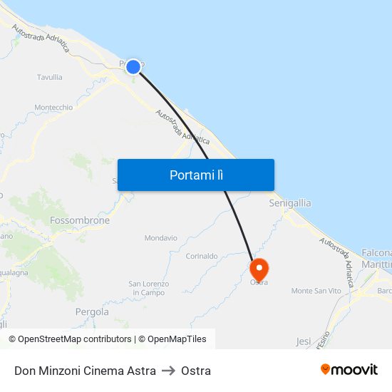 Don Minzoni Cinema Astra to Ostra map