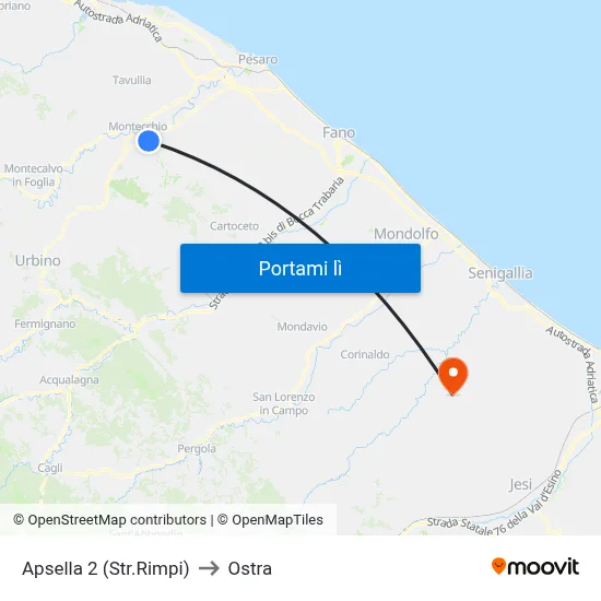 Apsella 2 (Str.Rimpi) to Ostra map
