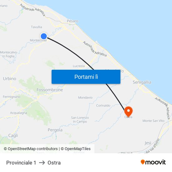 Provinciale 1 to Ostra map