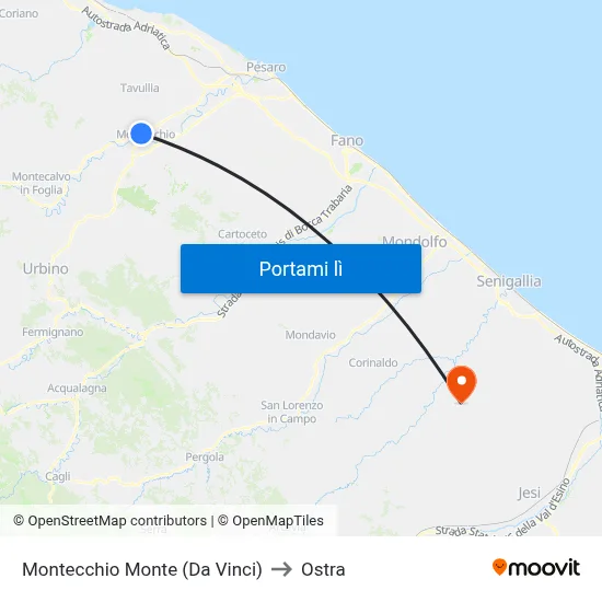 Montecchio Monte (Da Vinci) to Ostra map