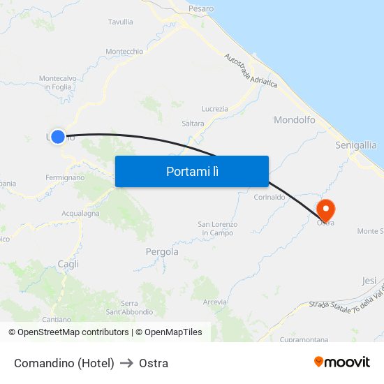 Comandino (Hotel) to Ostra map