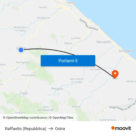 Raffaello (Repubblica) to Ostra map
