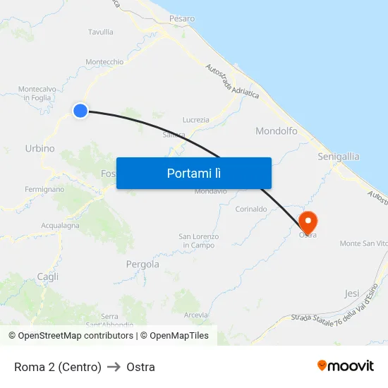 Roma 2 (Centro) to Ostra map