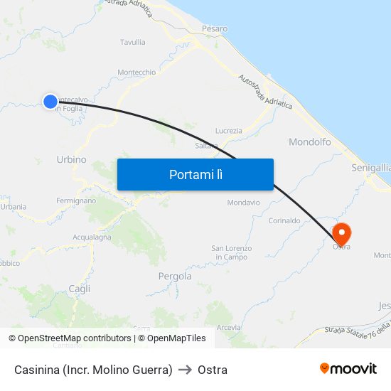 Casinina (Incr. Molino Guerra) to Ostra map