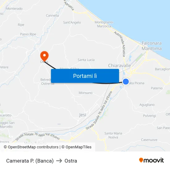 Camerata P. (Banca) to Ostra map