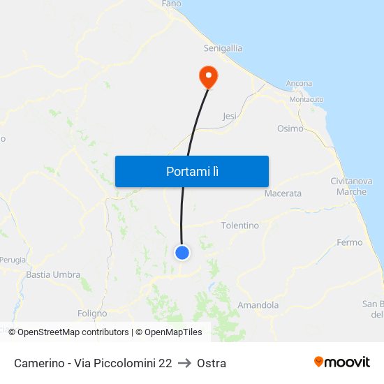 Camerino - Via Piccolomini 22 to Ostra map