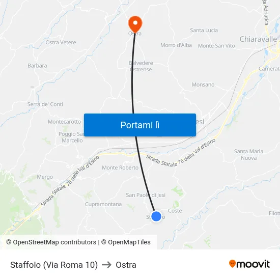 Staffolo (Via Roma 10) to Ostra map