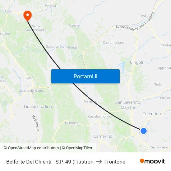 Belforte Del Chienti - S.P. 49 (Fiastron to Frontone map