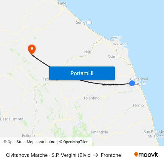 Civitanova Marche - S.P. Vergini (Bivio to Frontone map