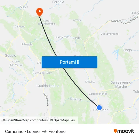 Camerino - Luiano to Frontone map