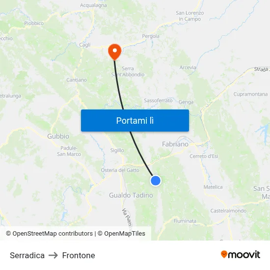 Serradica to Frontone map