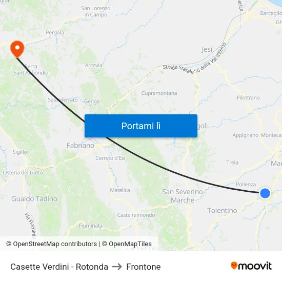 Casette Verdini - Rotonda to Frontone map