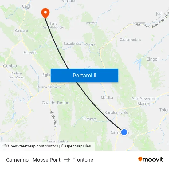 Camerino - Mosse Ponti to Frontone map
