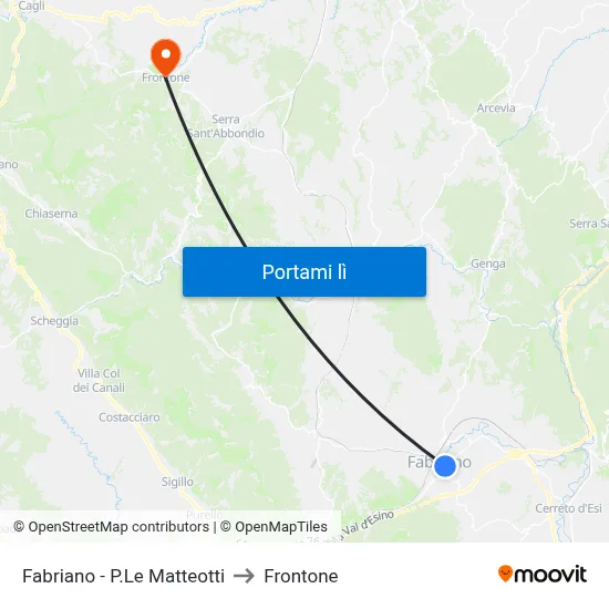 Fabriano  - P.Le Matteotti to Frontone map