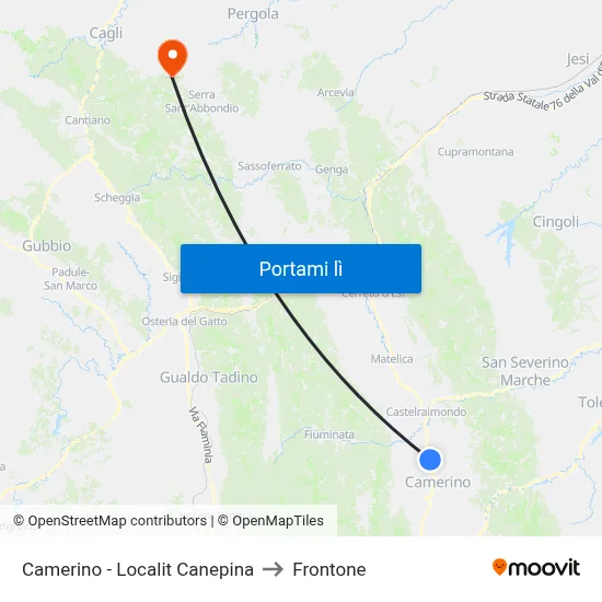 Camerino - Localit Canepina to Frontone map