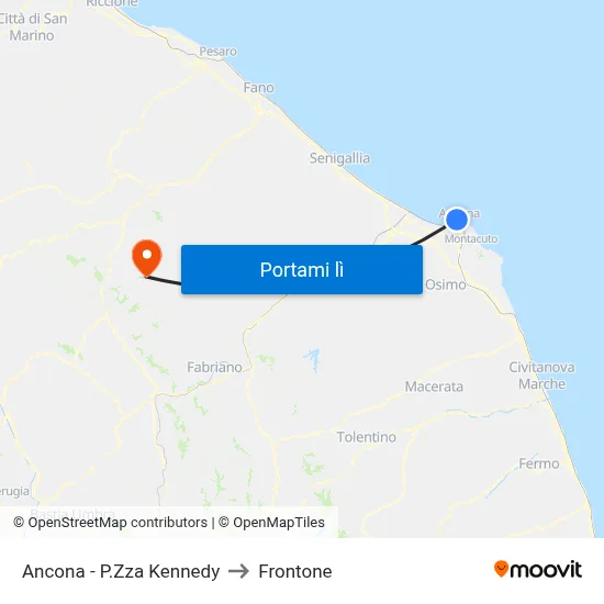 Ancona - P.Zza Kennedy to Frontone map