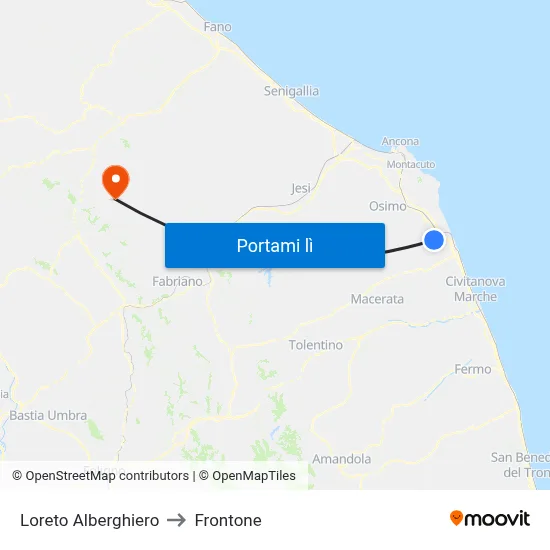 Loreto Alberghiero to Frontone map