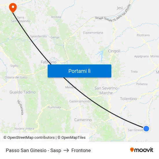 Passo San Ginesio - Sasp to Frontone map