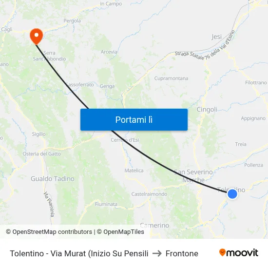 Tolentino - Via Murat (Inizio Su Pensili to Frontone map