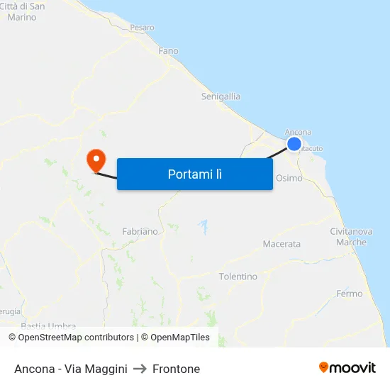 Ancona - Via Maggini to Frontone map