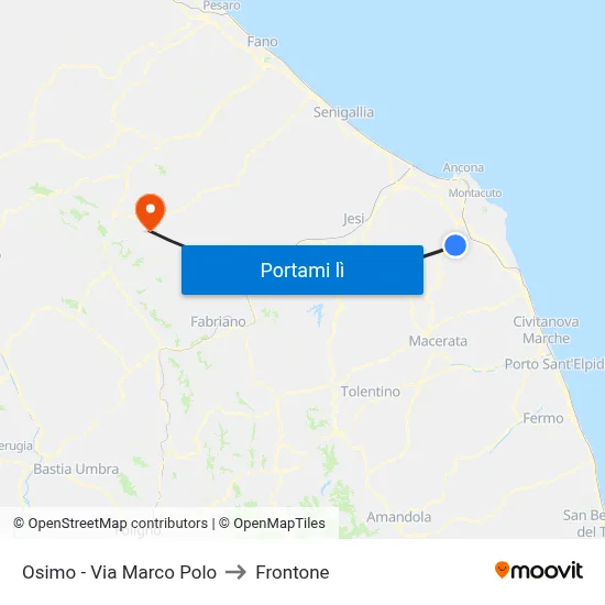 Osimo - Via Marco Polo to Frontone map