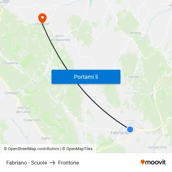 Fabriano - Scuole to Frontone map