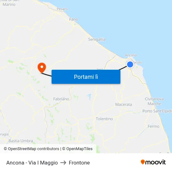 Ancona - Via I Maggio to Frontone map