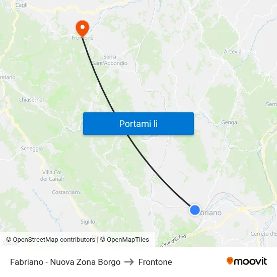 Fabriano - Nuova Zona Borgo to Frontone map