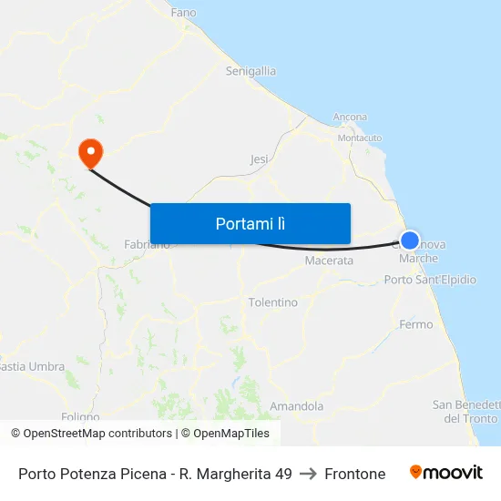Porto Potenza Picena - R. Margherita  49 to Frontone map