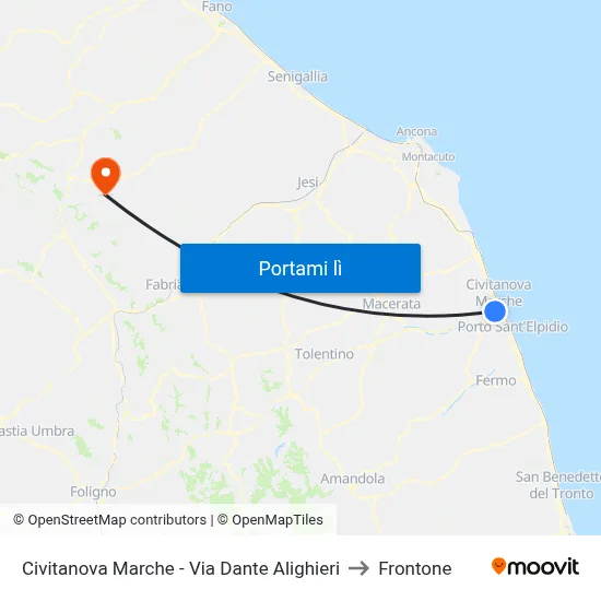 Civitanova Marche - Via Dante Alighieri to Frontone map