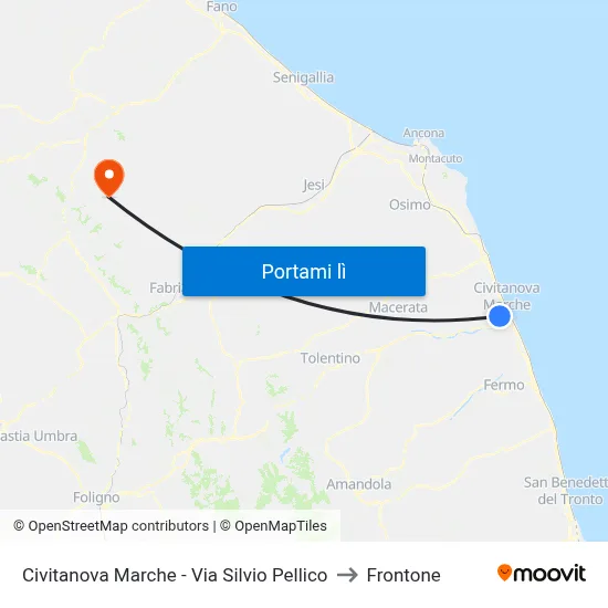 Civitanova Marche - Via Silvio Pellico to Frontone map