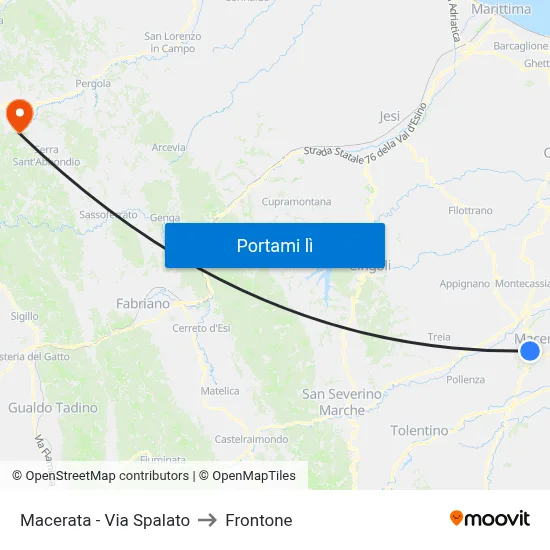 Macerata - Via Spalato to Frontone map
