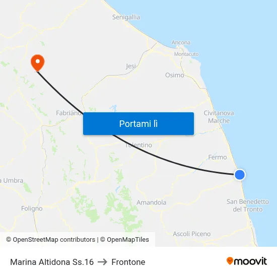 Marina Altidona Ss.16 to Frontone map