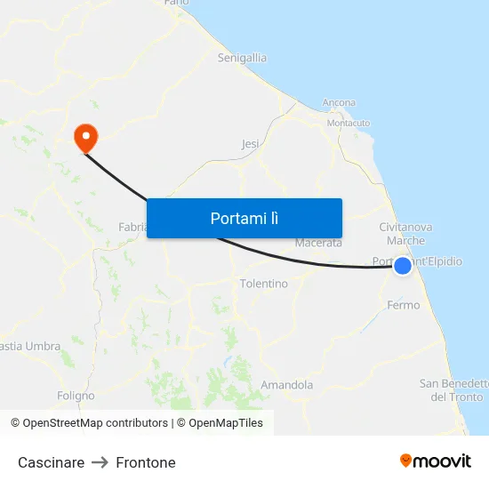 Cascinare to Frontone map