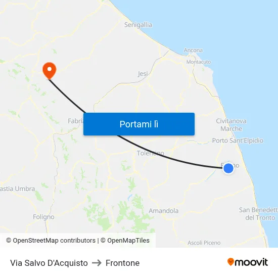 Via Salvo D'Acquisto to Frontone map