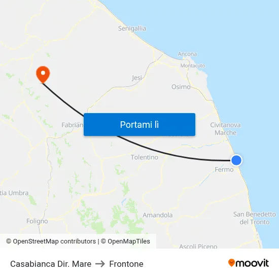 Casabianca Dir. Mare to Frontone map